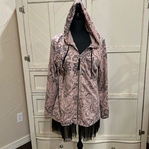 Logo printed tunic length hoodie